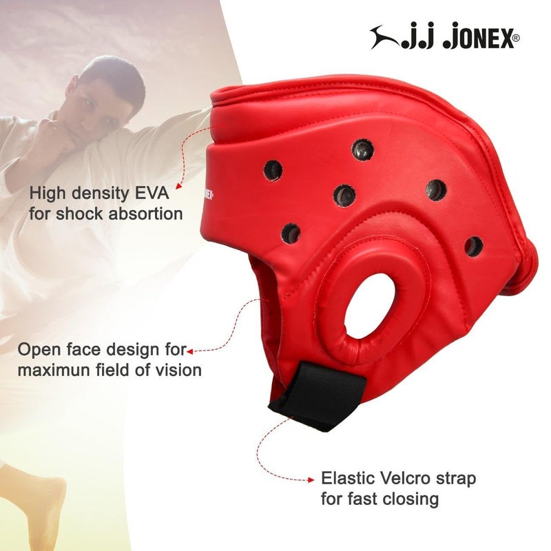Jonex JJ Jonex Sports Boxing Headgear - Training Sparring Safety Head Guard for MMA, Kickboxing, Muay Thai - Red - Medium Size - Image 4